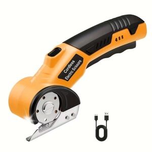 Cordless Electric Scissors Portable USB-Rechargeable Rotary Cutter Safety Lock